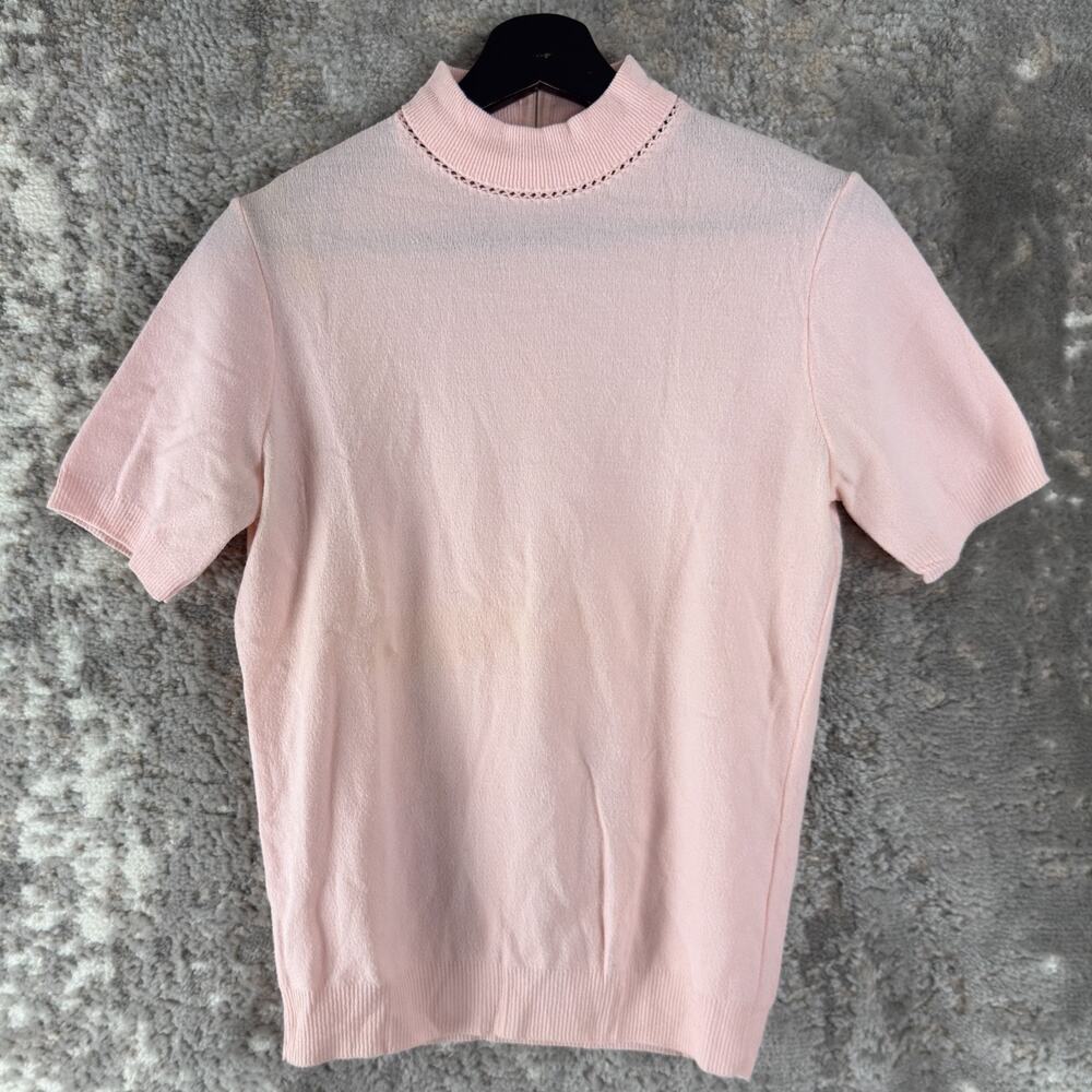 She‎ Shells Size XS Minimalist Outdoor Sweater Pink Short Sleeve Zip Mock Neck